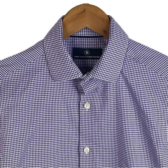 BF1005 Mens Hart Schaffner Marx Designer Spread Collar Business Button Shirt S - Picture 3 of 4